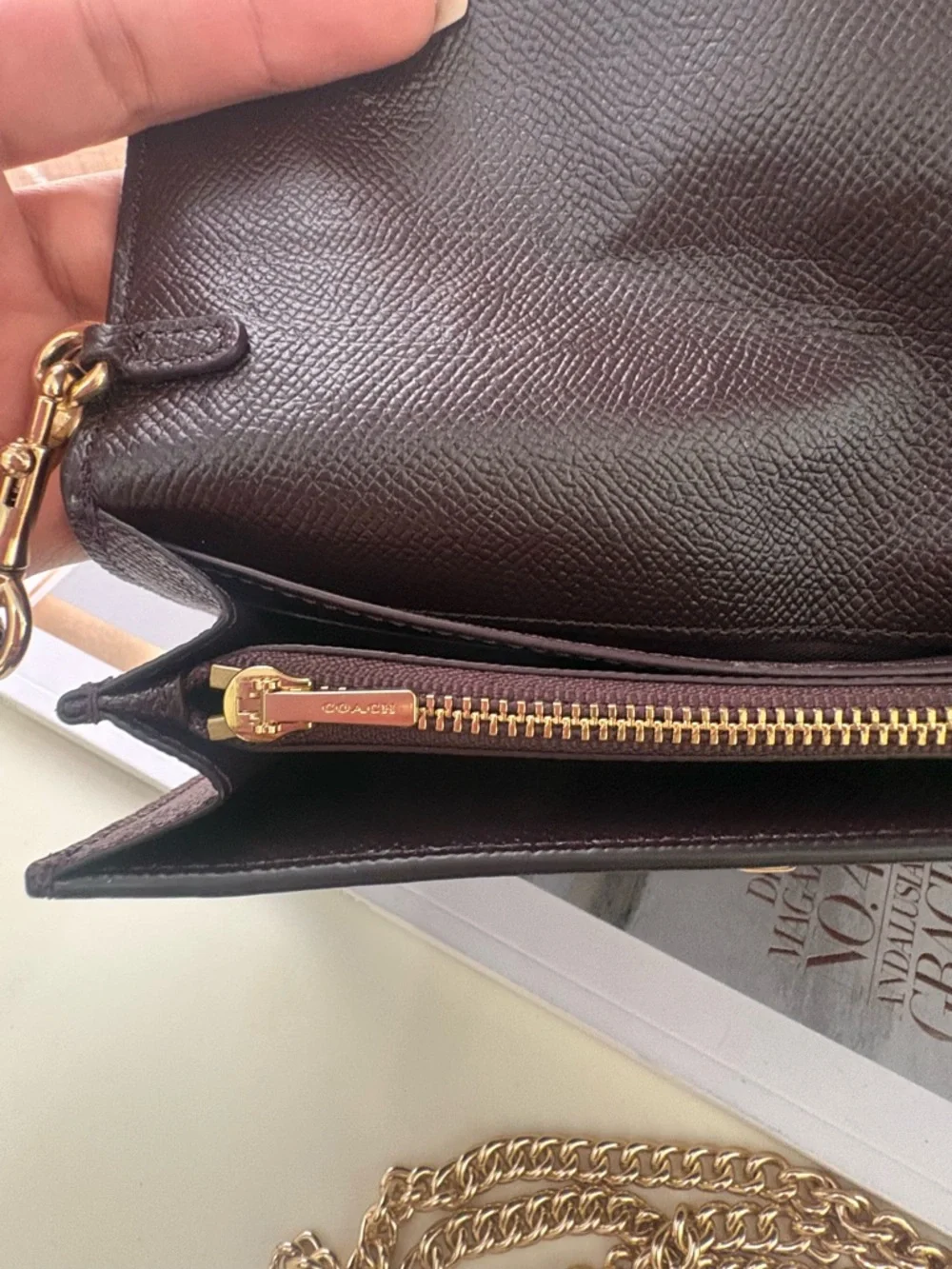 Coach Purple Shoulder Bag Gold Chain Strap Turn Lock Accent Detachable Strap - Picture 6 of 11